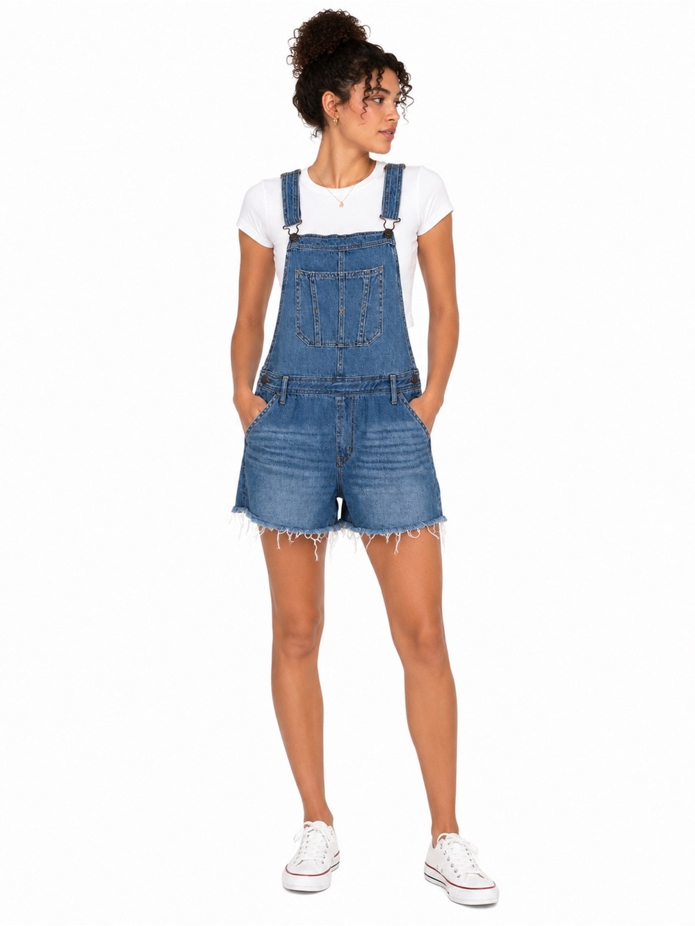 Abercrombie & Fitch Denim Overall Shorts Distressed Bib Overalls Small